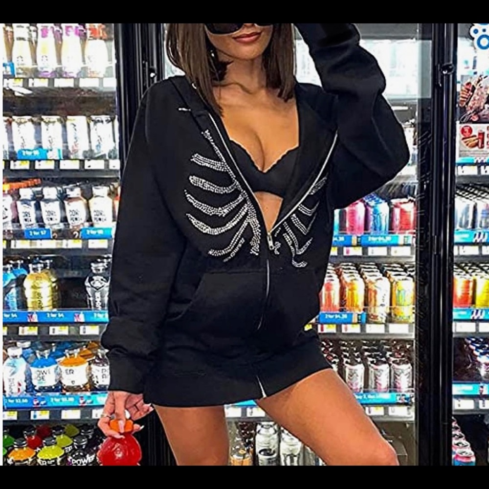 Women Oversized Sweatshirt Zip Up Hoodies Long Sleeve Pullover Jacket